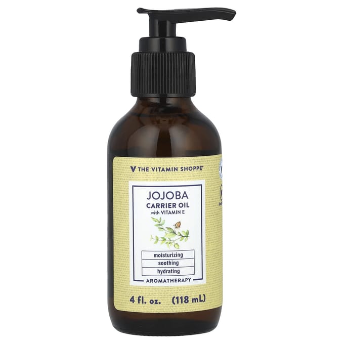 The Vitamin Shoppe, Jojoba Base Oil with Vitamin E, 4 fl oz (118 ml) black