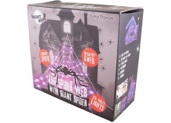 Halloween Led spinnenweb met spin 5 meter