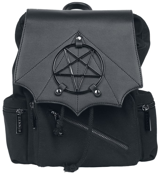 Banned - Gothic Rugtas - Moloch Pentagram - voor Vrouwen - zwart