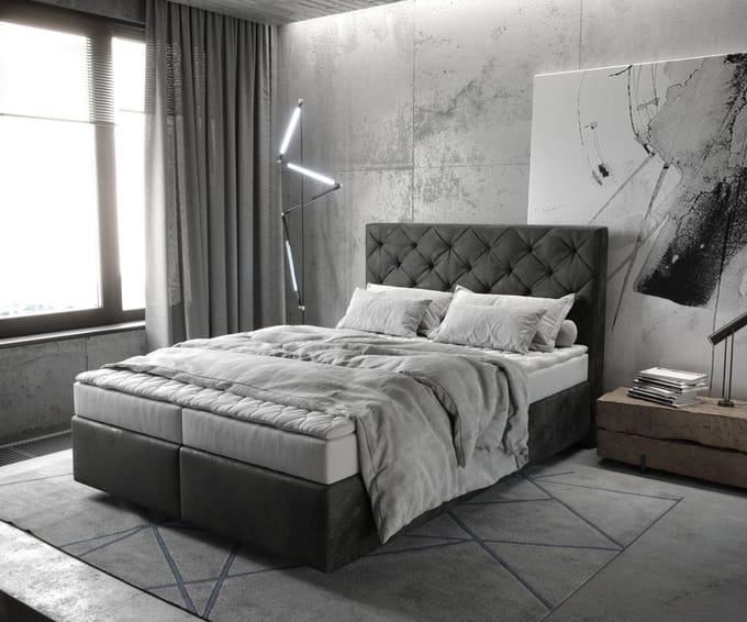 Boxspringbed Dream-Great microvezel antraciet Vintage 140x200 met matras en topper