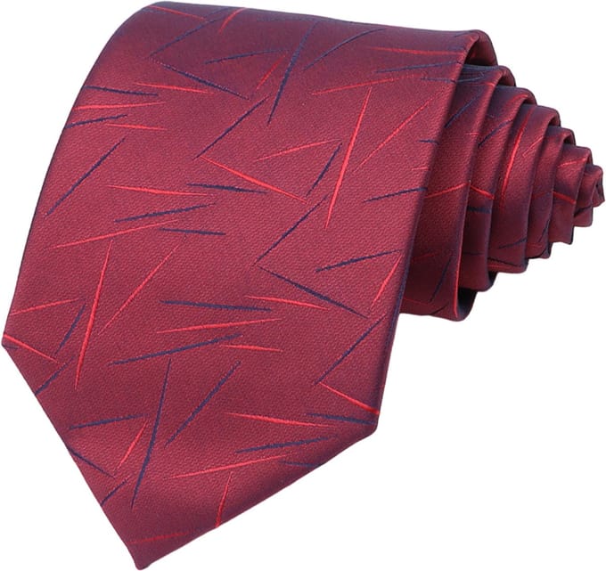Fako Fashion - Luxe Stropdas - 145cm - 8cm - Bordeaux Rood Streepjes