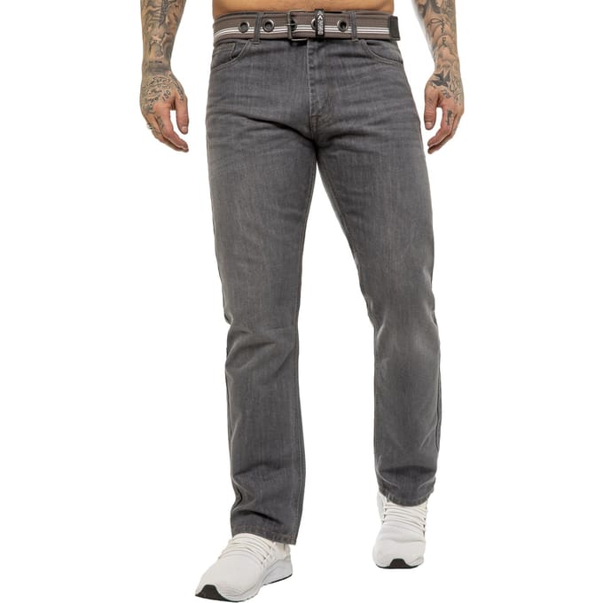 Enzo | Heren Designer Regular Fit Denim Jeans - Grijs