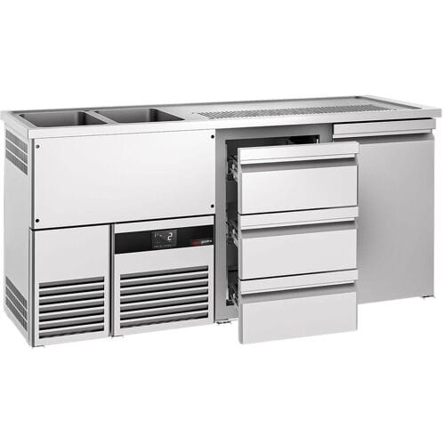 GGM Gastro Bierkoeling PREMIUM - 1950x700mm - 1 deur & 3 laden zilver