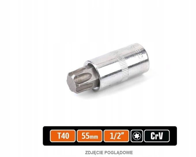 Dopsleutel Torx T40 1/2" - 55mm CRV Staal