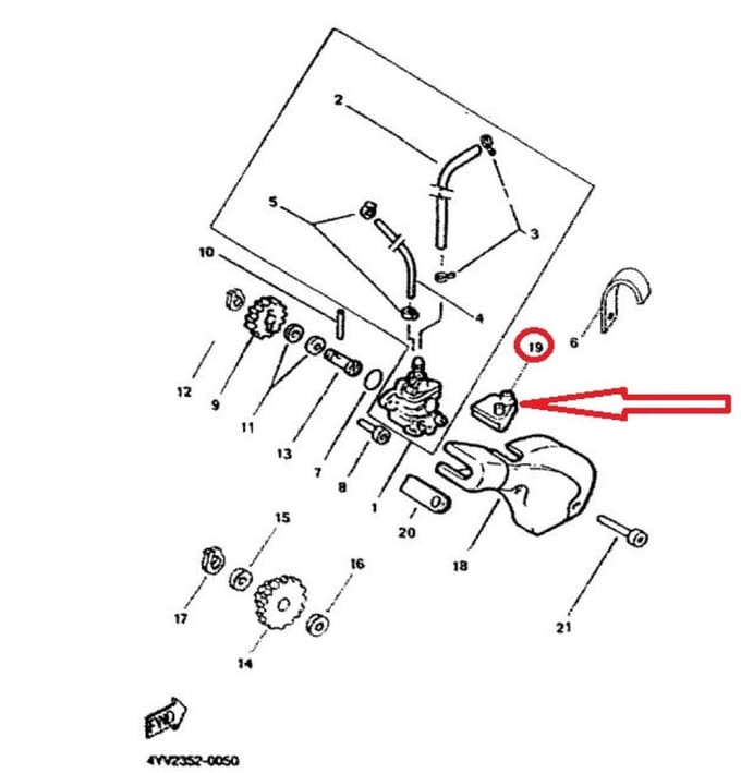 Rubber doorvoer olieslang voor motor Yamaha 50 TZR R 2000 4YV-E3174 Nieuw