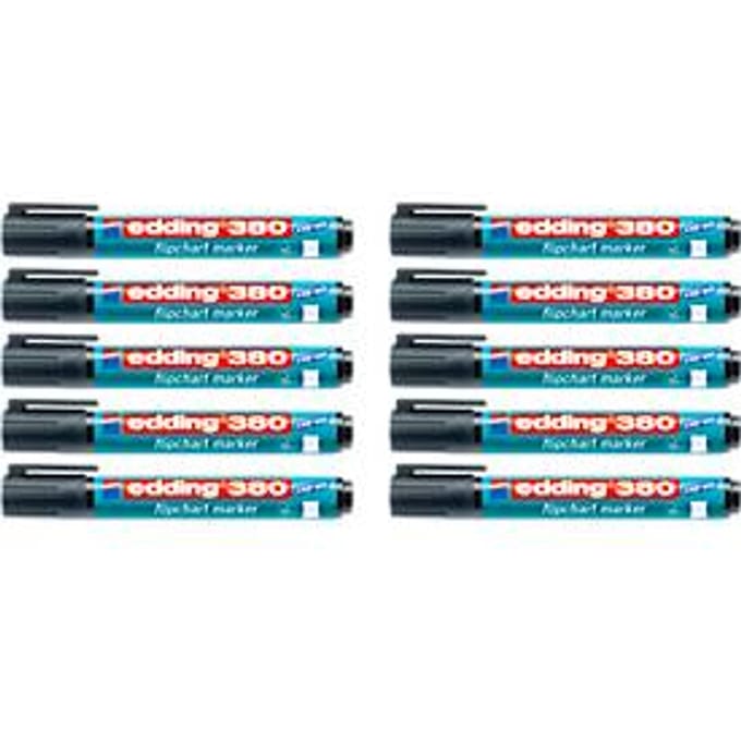 edding 380 flipchartmarker, ronde punt, zwart, 10 stuks