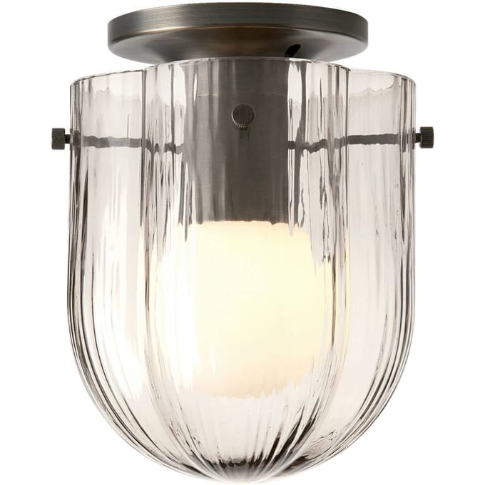 Gubi plafondlamp Seine, antiek messing, rookgrijs glas