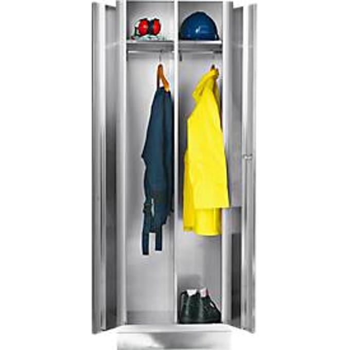 Locker - RVS - B 600 x D 500 x H 1850 mm - met hoedenplank en kledingstang - met poten - RVS
