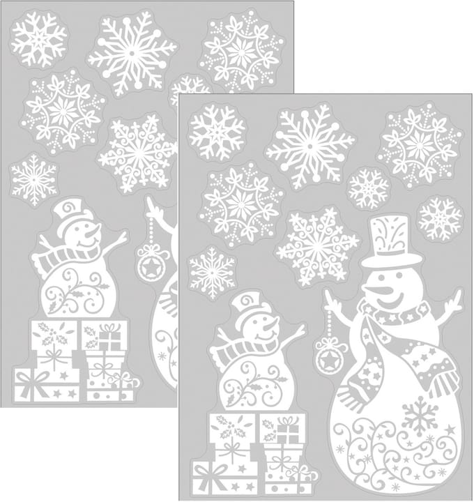 Anna's Collection Kerst raamstickers Sneeuwpop - 2x - vel van 34 x 28 cm - raamdecoratie - raamversiering