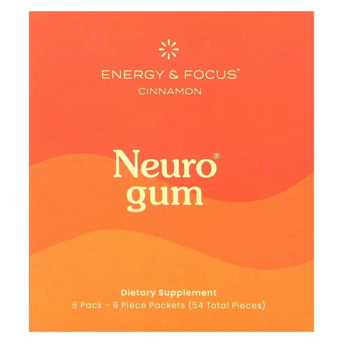 NeuroGum, Energie en Focus Verbeteren, Kaneel, 6 Pak, 9 per stuk