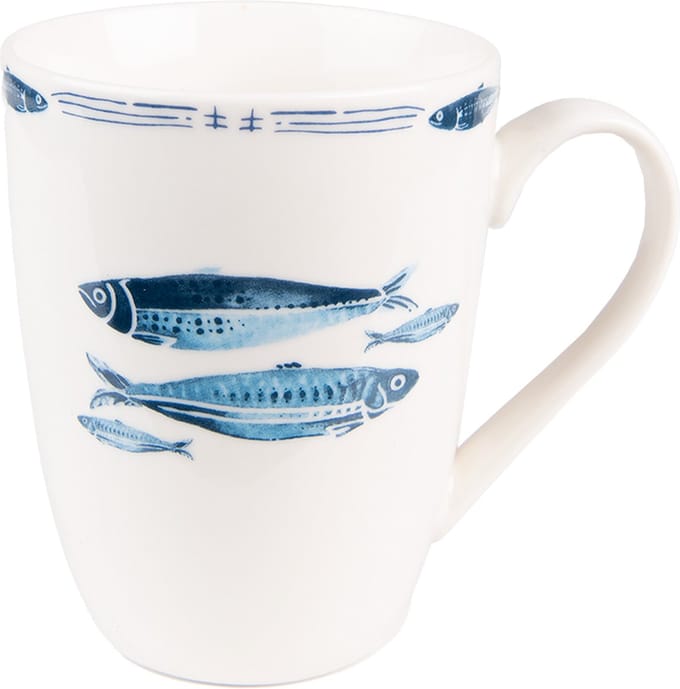 Clayre & Eef Mok 330 ml Wit Blauw Porselein Vissen