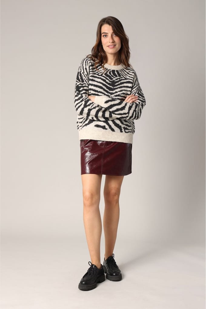 DEELUXE Zebraprint trui van warm en comfortabel breisel M