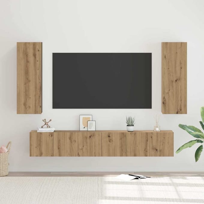 vidaXL - Tv-meubelset - 5 - st - Artisan - Eiken - Bewerkt - hout