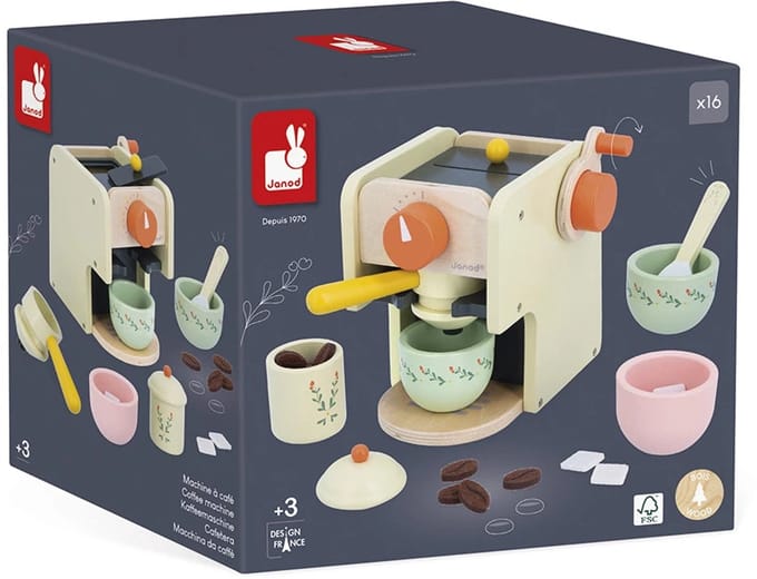 Janod - Shiny Grandma - Koffiemachine met 5 accessoires