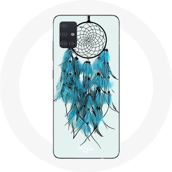 Samsung Galaxy A51 Case Dream Catcher Blauw Witte Achtergrond