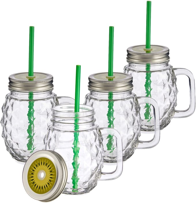 Set van 4 Vivalto Sole mokken met rietje groen 485ml
