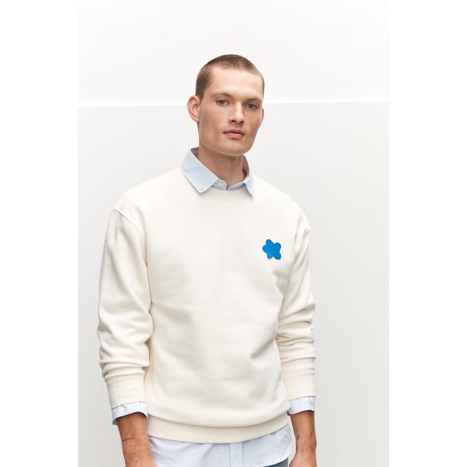 The Goodpeople Lpatch Sweater Off White Größe: L | Pullover Outlet | Herren | Weiß