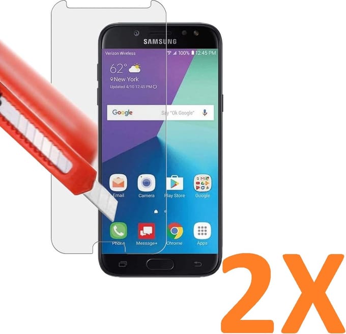 Screenprotector Glas - Tempered Glass Screen Protector - 2x Geschikt voor: Samsung Galaxy J7 2017