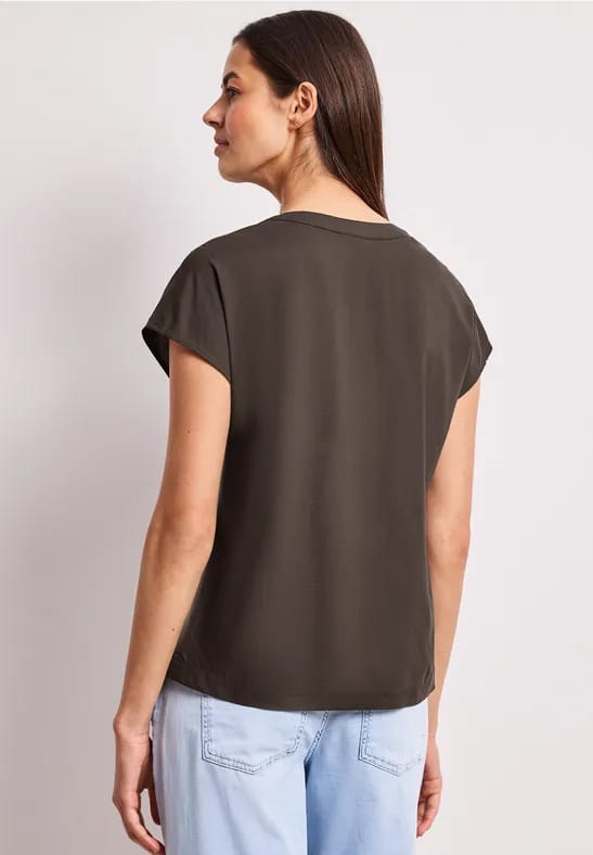 Blouse met losse schouders en gespleten hals