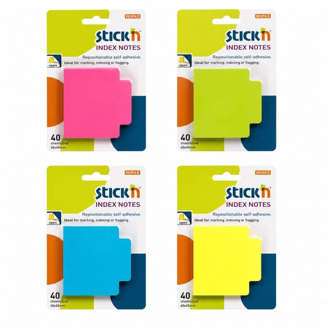 Stick'n notes - Bundel - 200 Sticky Notes - 4 x 50 stuks - Roze - Groen - Blauw - Geel