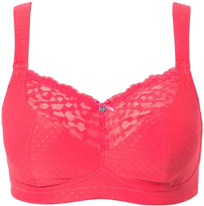 Ulla Popken - Dames - Comfortbeha kant zonder beugel - Roze - Maat 110F