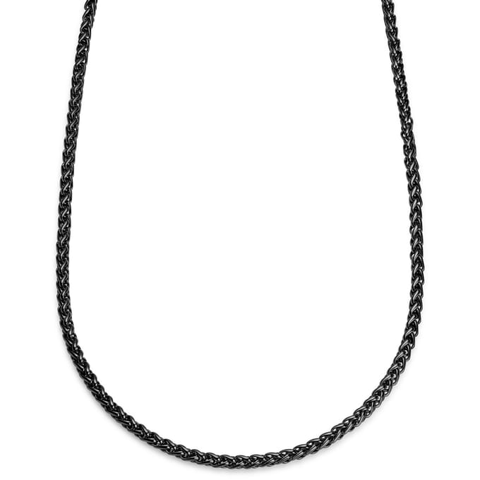 Essentials | 5 mm Gunmetal Zwarte Ketting met Tarweschakels