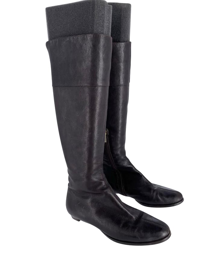 Jimmy Choo Londen Knielaarzen in Bruin Kalfsleer