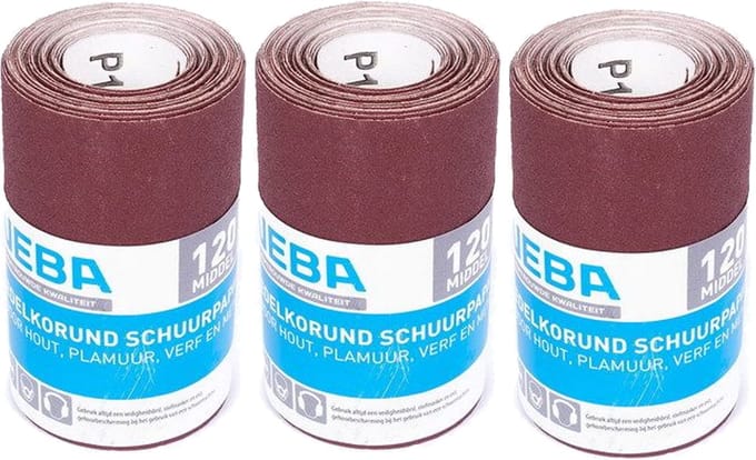 3x Veba Schuurpapier Rol Korrel 120  - Voordeelverpakking