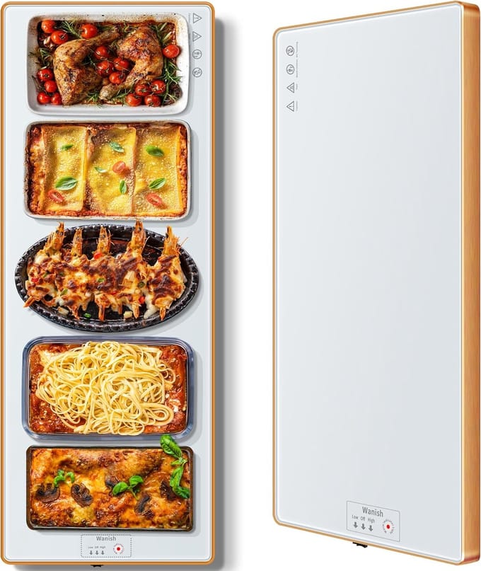 Elektrische warmhoudbak - Voedselverwarmer mat - Buffet feesten - Volledige oppervlakteverwarming - Extra lang 101 cm - Wit