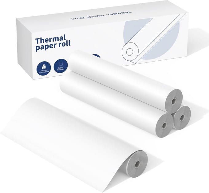 Thermisch Papier voor Draagbare A4 Printer - 4 Rollen - 210mm Breed