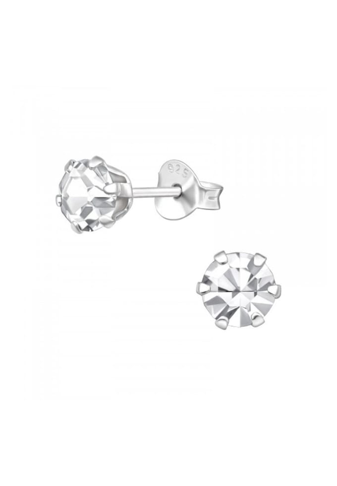 Silberne Runde 5 mm Oorbellen mit Kristallen