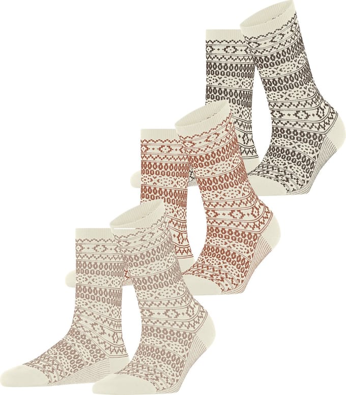 Esprit Sami Pattern 3-Pack gedessineerd katoen multipack sokken dames wit - maat 36-41
