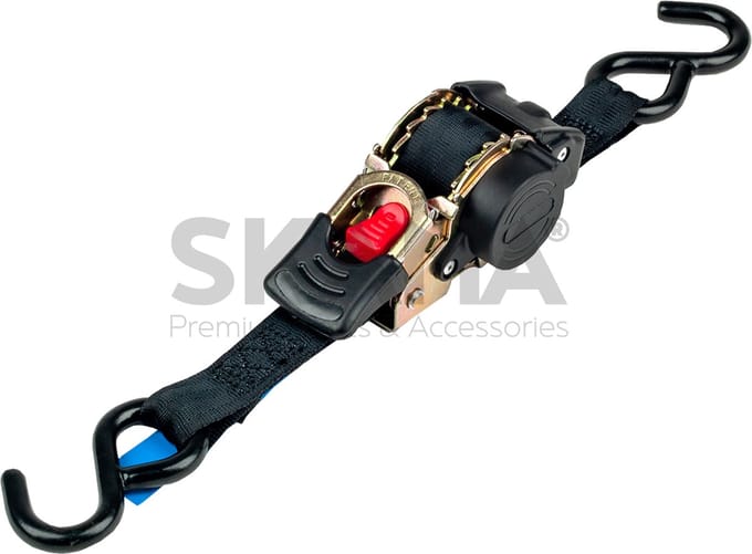 Automatische spanband. 1,8 m x 25 mm. S-haak Capaciteit 250 kg.