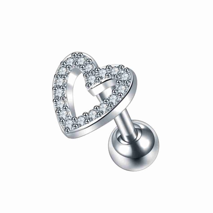 WeLoveSilver - chirurgisch stalen hartvormige piercing - kristallen - 6 mm