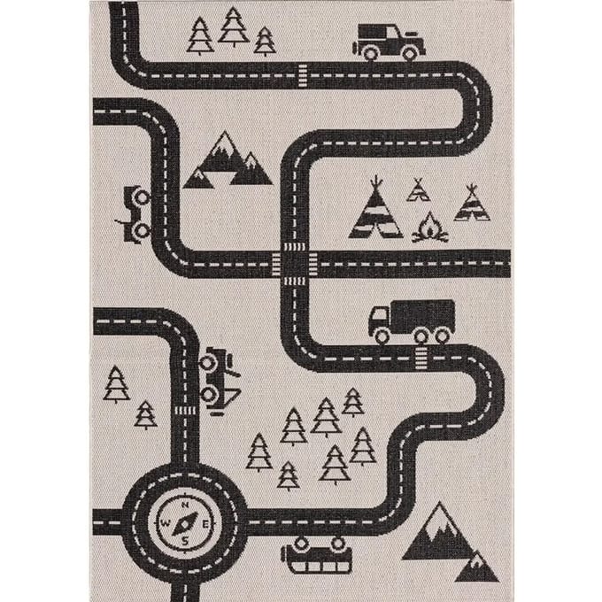 Kinderkamer tapijt Yellow Tipi Car Road