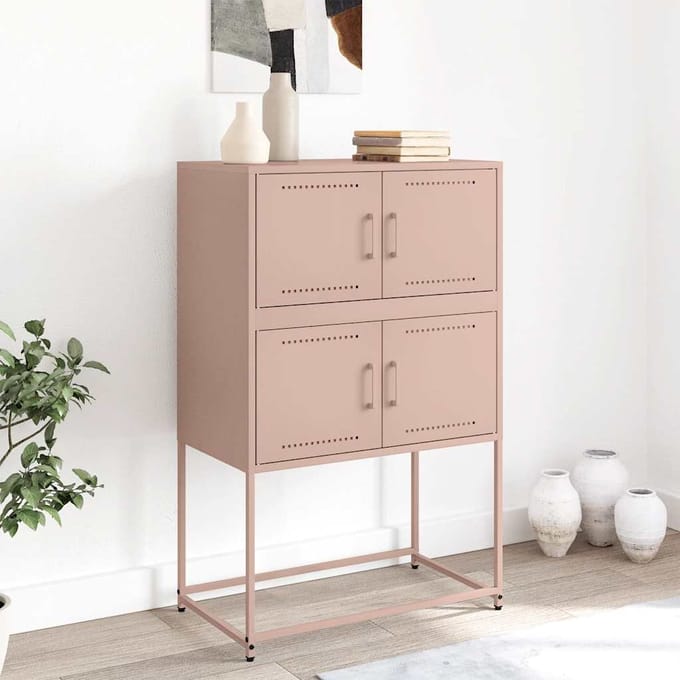 vidaXL - Dressoir - 68,5x38,5x107 - cm - staal - roze