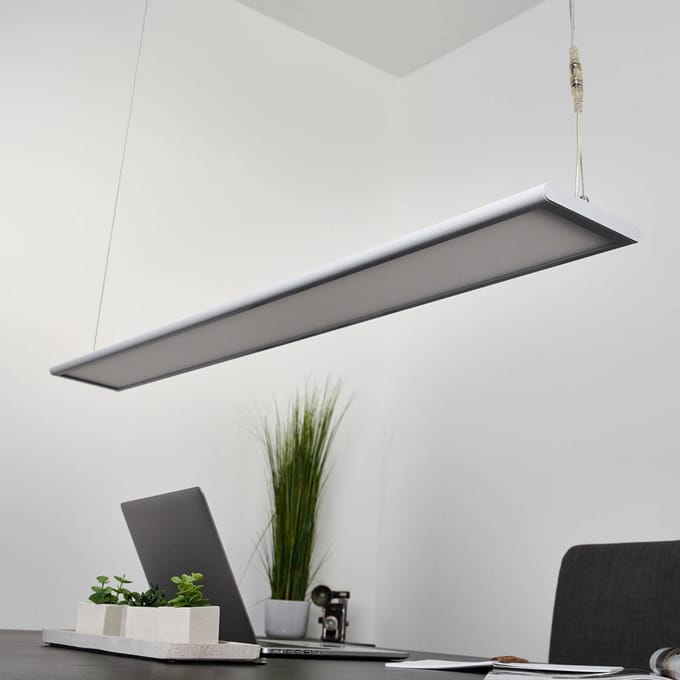 Arcchio LED kantoor hanglamp Samu, up/down, dimbaar, aluminium