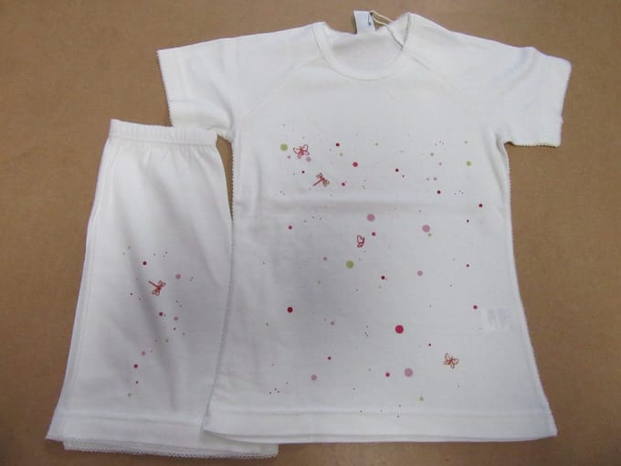 Petit Bateau - Zomer pyjama - Meisje - Wit - Vlinder - Stip -  8 jaar 126
