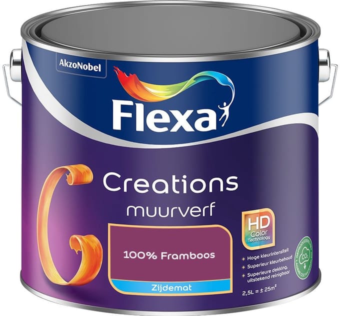 Flexa - Creations Muurverf Zijdemat - 100% Framboos - Mengverf - 2,5 L