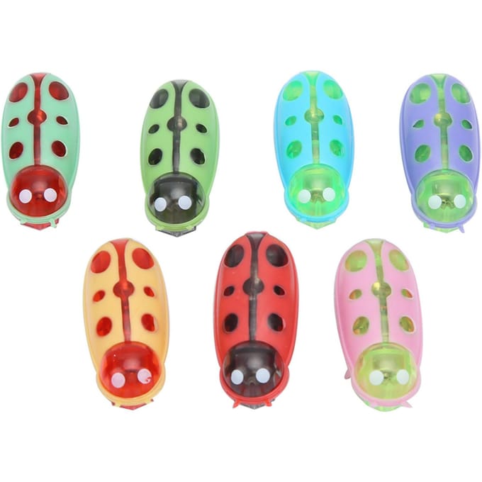 Lot de 7 mini jouets électriques amusants en forme de coccinelle pour animaux de compagnie, interactifs avec batterie pour chat beige