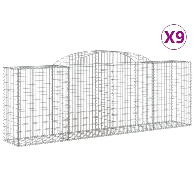 vidaXL - Schanskorven - 9 - st - gewelfd - 300x50x100/120 - cm - ijzer