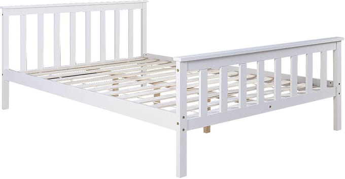 Homestyle4u Tweepersoonsbed - 140x200 cm - Houten bed - Bedframe - Wit