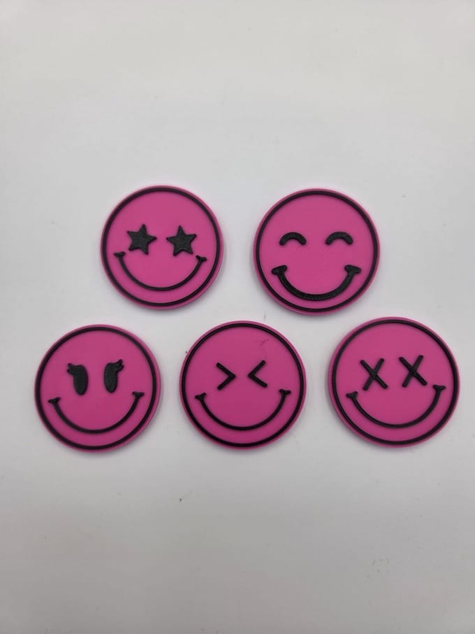 Smiley magneet roze assorti 5 stuks