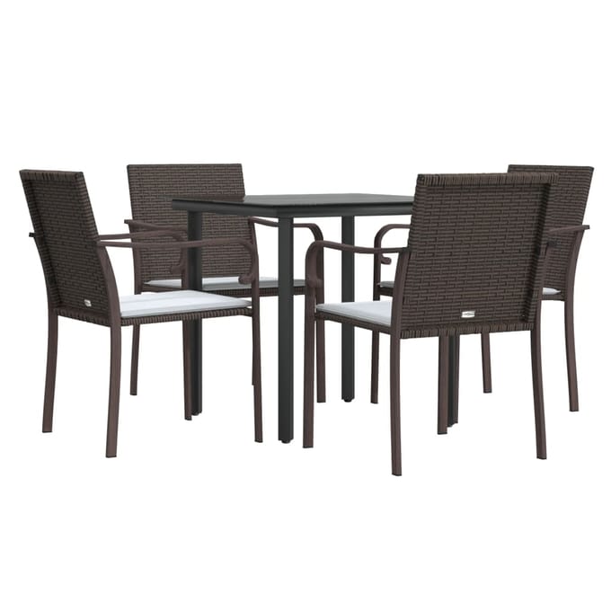 vidaXL - 5-delige - Tuinset - met - kussens - poly - rattan - en - staal