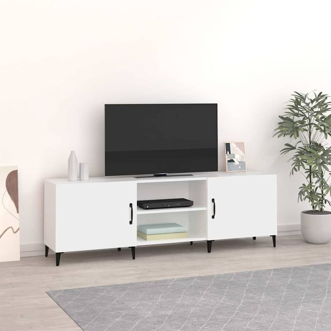vidaXL - Tv-meubel - 150x30x50 - cm - bewerkt - hout - wit
