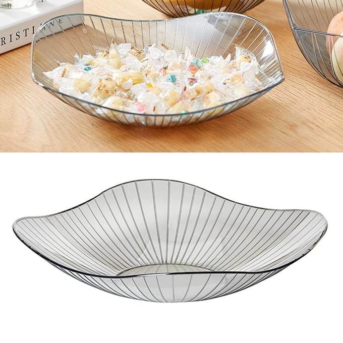 Transparant Grijs Fruitbord Groot Plastic Serveerschaal Handgemaakt Snoep Snackschaal voor Woonkamer white