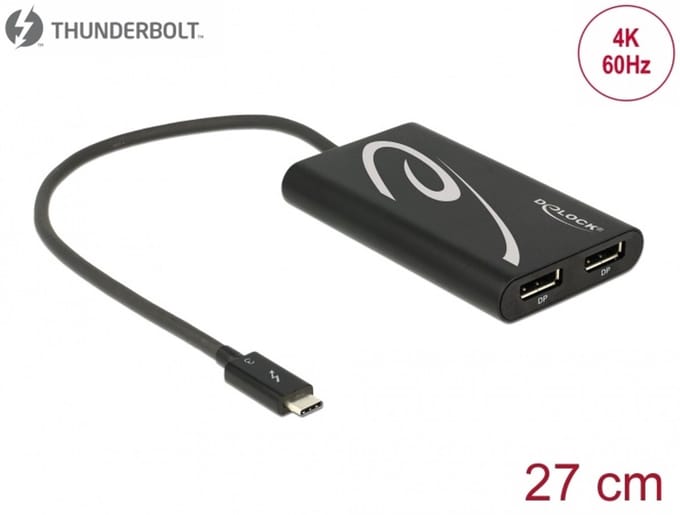 Delock Adapter Thunderbolt™ 3 male > 2 x DisplayPort female 4K 60 Hz