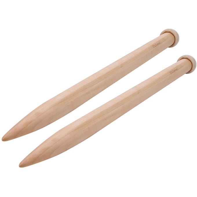 1 Paar Houten Haaknaald Breinaald Handweefgereedschap voor Sjaal Trui Deken25mm beige