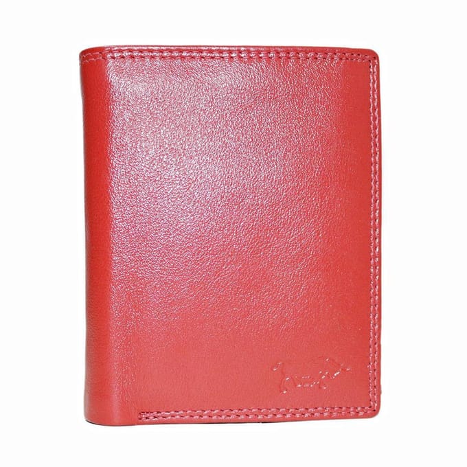 Rode Euro Portemonnee Leer - Compact Leren Portemonnee Rood