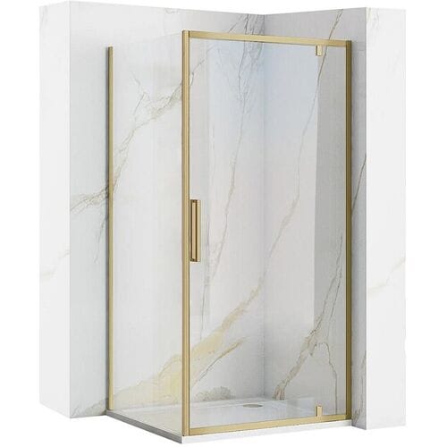 Rea Rapid Swing - Hoekdouchecabine - Geborsteld Goud - 90X90 Vierkant - 90X90X195Cm